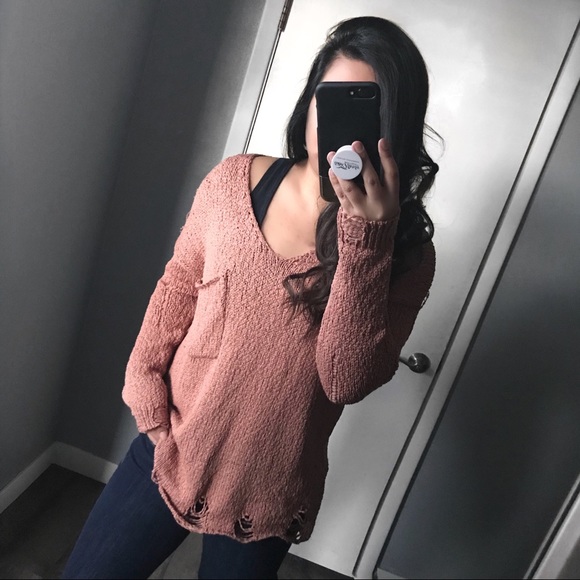 >LAST<Nilla Destroyed Lightweight Sweater - Ginger - Picture 2 of 5